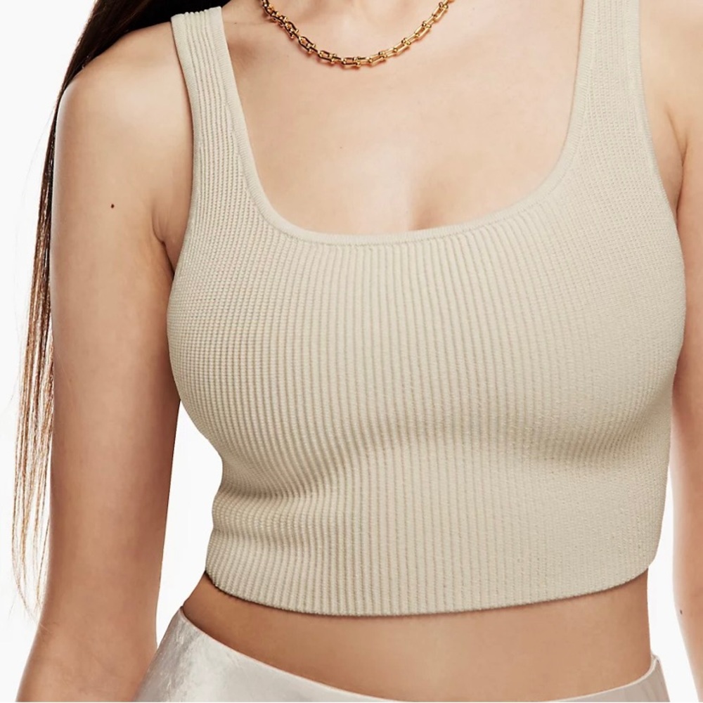 Babaton Ribbed Scoop Crop Tank - Cream
